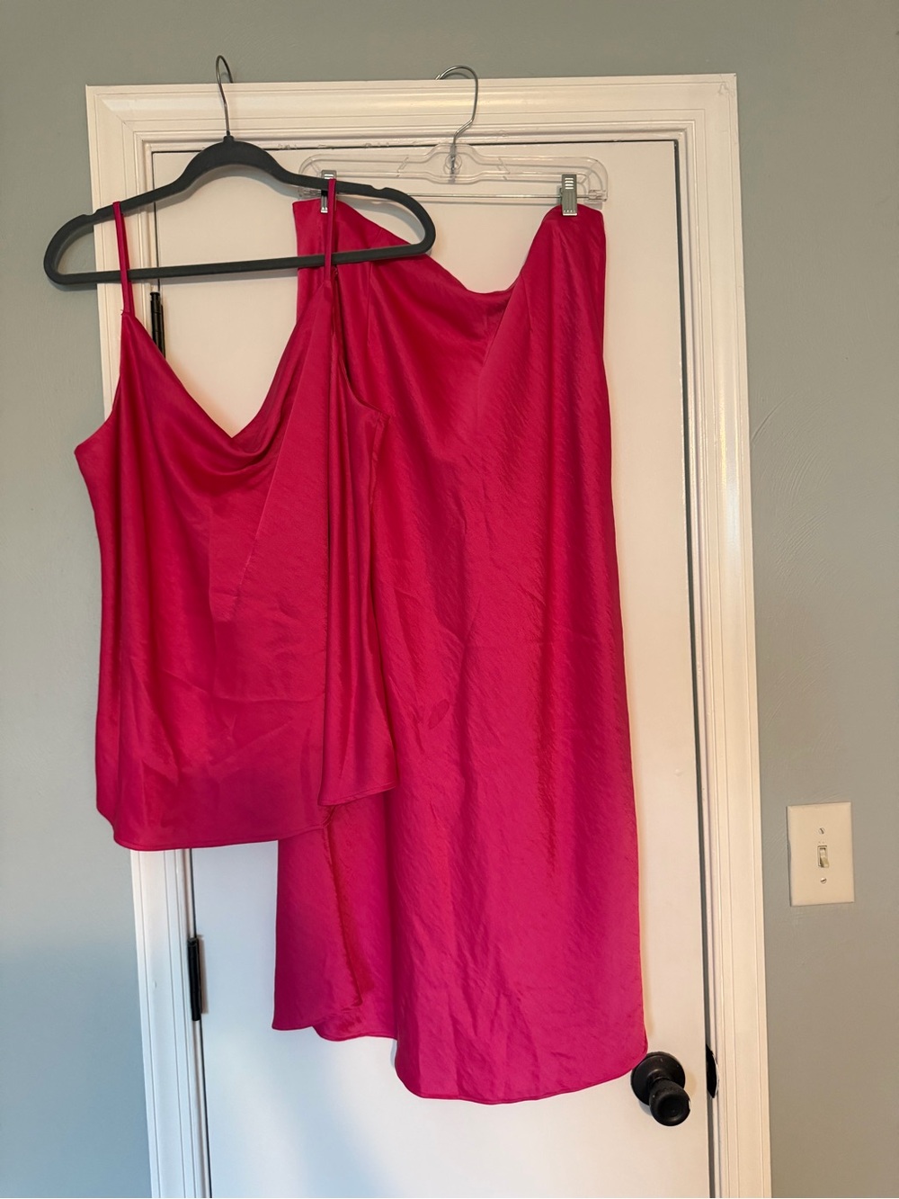 Women's LOFT Satin Bias-Cut Midi Skirt in Fuchsia